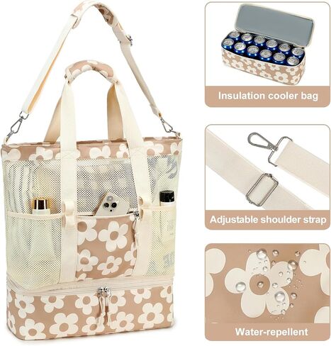 Bluboon Mesh Beach Tote Bag with Cooler Insulated Detachable Pool Bags for Women in Kuwait