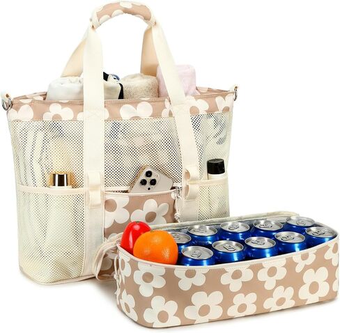Bluboon Mesh Beach Tote Bag with Cooler Insulated Detachable Pool Bags for Women in Kuwait