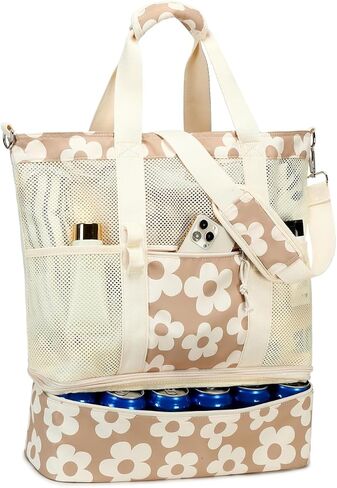 Bluboon Mesh Beach Tote Bag with Cooler Insulated Detachable Pool Bags for Women in Kuwait