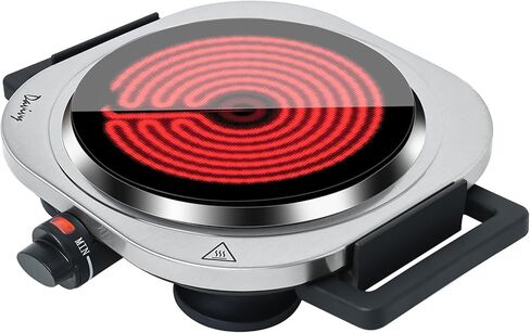 Davivy Single Hot Plate for Cooking Electric Ceramic Plate,1200W Electric Cooktop Infrared Electric Stove with Adjustable Temperature,7.5inch for ALL Cookwares for Home/RV/Camp（Single Burner） in Kuwait