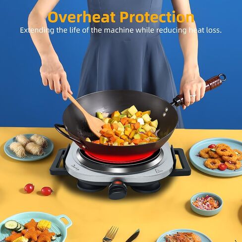 Davivy Single Hot Plate for Cooking Electric Ceramic Plate,1200W Electric Cooktop Infrared Electric Stove with Adjustable Temperature,7.5inch for ALL Cookwares for Home/RV/Camp（Single Burner） in Kuwait
