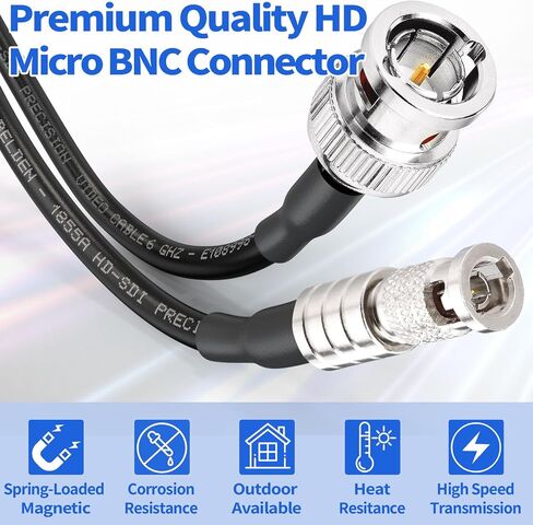 Superbat 75-Ohm BNC Female to HDBNC Male Cable Belden 1855A,3G/6G/12G-SDI Support, for Blackmagic Video Assist Monitor Professional Cameras and Video Switchers (12inch,2-Pack) in Kuwait