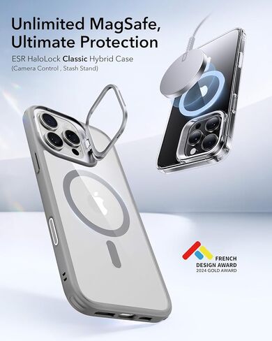 ESR for iPhone 16 Pro Case, Camera Control Compatible with MagSafe, Military-Grade Protective Case, Built-in Stash Stand Phone Case, Scratch-Resistant Back Cover, Classic Series, Clear in Kuwait