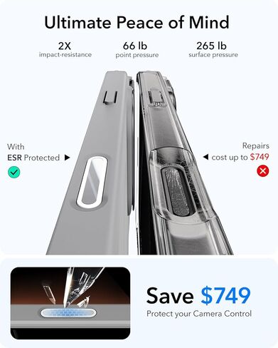 ESR for iPhone 16 Pro Case, Camera Control Compatible with MagSafe, Military-Grade Protective Case, Built-in Stash Stand Phone Case, Scratch-Resistant Back Cover, Classic Series, Clear in Kuwait