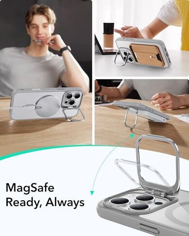 ESR for iPhone 16 Pro Case, Camera Control Compatible with MagSafe, Military-Grade Protective Case, Built-in Stash Stand Phone Case, Scratch-Resistant Back Cover, Classic Series, Clear in Kuwait