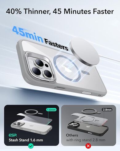 ESR for iPhone 16 Pro Case, Camera Control Compatible with MagSafe, Military-Grade Protective Case, Built-in Stash Stand Phone Case, Scratch-Resistant Back Cover, Classic Series, Clear in Kuwait