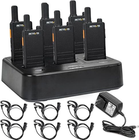 (3nd Gen RT22) Retevis B3S Walkie Talkie ، أجهزة الراديو ذات الاتجاهين المحمولة FRS ، مع سماعة الأذن ، شاشة Slim ، LCD ، شاحن متعدد الوحدات ، 1620 مللي أمبير ، قابلة لإعادة الشحن 2 Way Radio for Restaurant Boutique Store (6 حزمة) in Kuwait