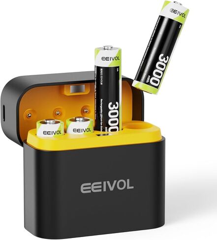 8 Pack Rechargeable AA Batteries & Fast Charger, 1.5V 3600mWh, Integrated Charging Box, 350mA, Long-Lasting Li-ion, Leak-Proof, IP67 Waterproof Design in Saudi Arabia
