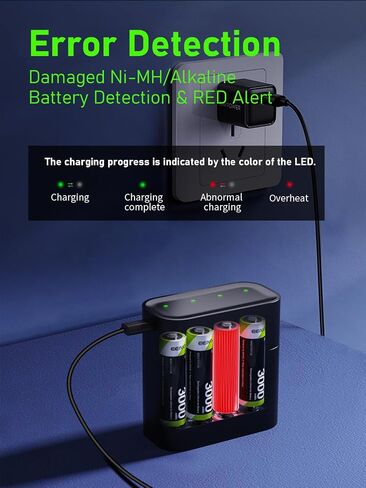 8 Pack Rechargeable AA Batteries & Fast Charger, 1.5V 3600mWh, Integrated Charging Box, 350mA, Long-Lasting Li-ion, Leak-Proof, IP67 Waterproof Design in Saudi Arabia