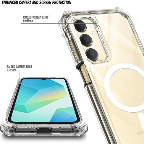 for Samsung Galaxy A16 5G Phone Case, Magnetic Case [Compatible with Mag-Safe] Shockproof Protective Bumper Case (Clear) in Kuwait