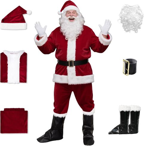 عيد الميلاد سانتا كلوز البدلة الكبار الرجال سانتا زي سانتا يتوهم الدعاوى الزي عيد الميلاد الكلاسيكية الفانيلا تأثيري الملابس in Kuwait