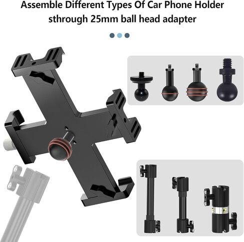 Aluminum Tablet Holder Mount with 1" Ball Head Adapter Compatible with B Size 1" Double Socket Arm and Car Holder，with 1/4 Threaded Hole Expandable, for Car/Office Desk/Vehicle Dashboard in Kuwait