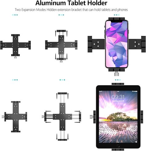 Aluminum Tablet Holder Mount with 1" Ball Head Adapter Compatible with B Size 1" Double Socket Arm and Car Holder，with 1/4 Threaded Hole Expandable, for Car/Office Desk/Vehicle Dashboard in Kuwait