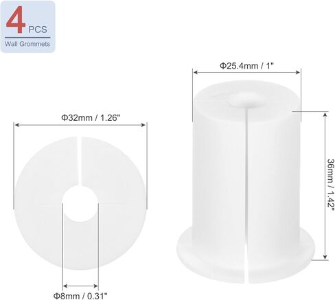 4Pcs Wall Grommets for Cables 1-Inch Silicone Cable Wall Bushing Feed Through Cable Routing Kit Accessories Wall Cable Pass Through for Ethernet with 8mm Hole, Black in Kuwait