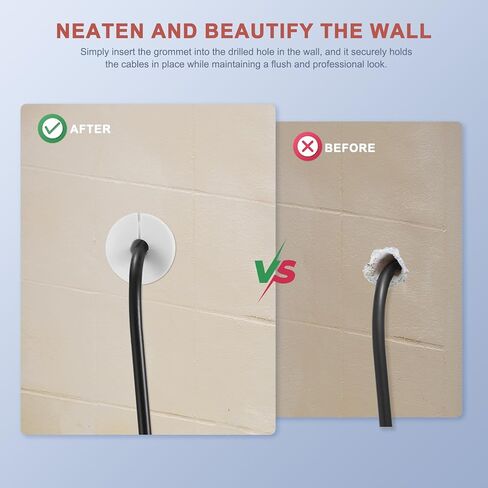 4Pcs Wall Grommets for Cables 1-Inch Silicone Cable Wall Bushing Feed Through Cable Routing Kit Accessories Wall Cable Pass Through for Ethernet with 8mm Hole, Black in Kuwait