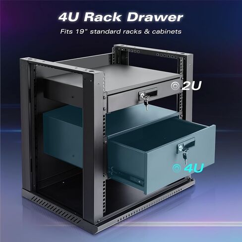 2U رف درج لرف الخادم 19 بوصة وخزانة الشبكة ، قضية رف القفل القابلة للقفل مع مفتاح ، وسعة هيكل خادم 2U إلى 22 رطلا (2U) in Kuwait