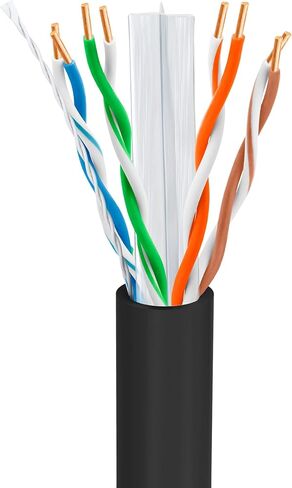Big -A - كابل Cat6 السائبة 1000 قدم 23awg الصلبة 4 ، Cat 6 Ethernet Cable الزوج الملتوي غير الملتوي (UTP) ، (CMR) كابل الإنترنت 550 ميجا هرتز ، صندوق السحب - أسود in Kuwait