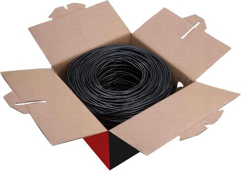 Big -A - كابل Cat6 السائبة 1000 قدم 23awg الصلبة 4 ، Cat 6 Ethernet Cable الزوج الملتوي غير الملتوي (UTP) ، (CMR) كابل الإنترنت 550 ميجا هرتز ، صندوق السحب - أسود in Kuwait