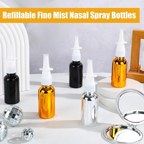 20 Pcs Nasal Spray Bottle, 30ML/1oz 12 Pcs Empty Refillable Fine Mist Glass Nasal Spray Bottle with 4 Pcs Funnels and 4 Pcs Labels in Kuwait