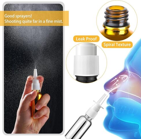 20 Pcs Nasal Spray Bottle, 30ML/1oz 12 Pcs Empty Refillable Fine Mist Glass Nasal Spray Bottle with 4 Pcs Funnels and 4 Pcs Labels in Kuwait