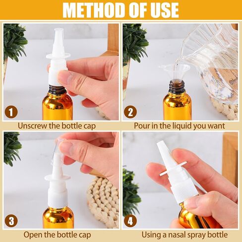 20 Pcs Nasal Spray Bottle, 30ML/1oz 12 Pcs Empty Refillable Fine Mist Glass Nasal Spray Bottle with 4 Pcs Funnels and 4 Pcs Labels in Kuwait