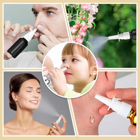 20 Pcs Nasal Spray Bottle, 30ML/1oz 12 Pcs Empty Refillable Fine Mist Glass Nasal Spray Bottle with 4 Pcs Funnels and 4 Pcs Labels in Kuwait