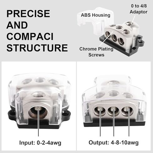 3 طريقة توزيع الطاقة كتلة السيارة الصوتية 1x 0 مقياس الإدخال / 3x 4 Gauge Output Ground Motter Block AMP للسيارات شاحنة القوارب البحرية ، 1pc in Kuwait