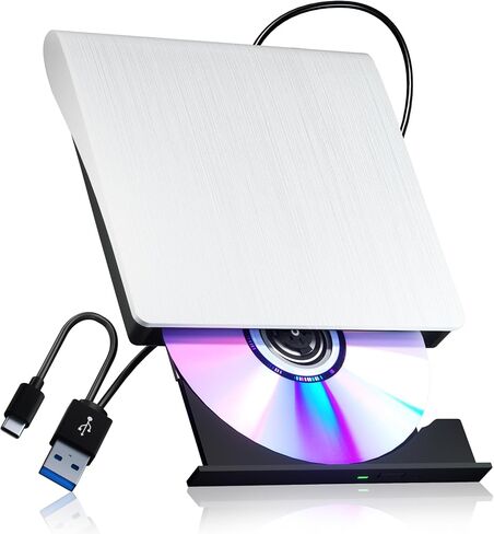 External CD/DVD Drive for Laptop PC, USB 3.0 CD DVD Burner, Black | USB3.0 High Speed, Portable CD DVD RW Drive, Compatible Windows 11 Mac Linux, Plug & Play for Laptop Desktop in Saudi Arabia