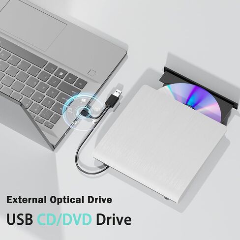 External CD/DVD Drive for Laptop PC, USB 3.0 CD DVD Burner, Black | USB3.0 High Speed, Portable CD DVD RW Drive, Compatible Windows 11 Mac Linux, Plug & Play for Laptop Desktop in Saudi Arabia