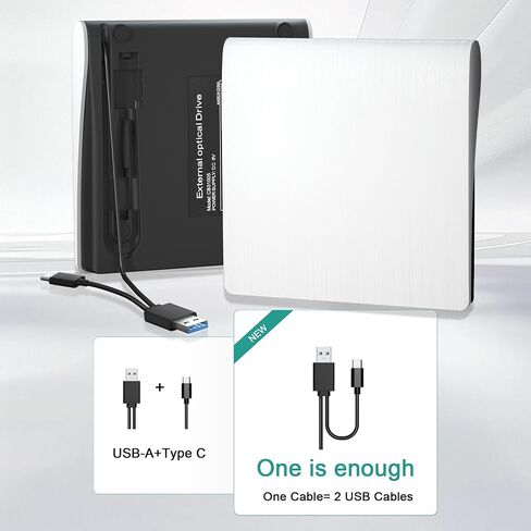 External CD/DVD Drive for Laptop PC, USB 3.0 CD DVD Burner, Black | USB3.0 High Speed, Portable CD DVD RW Drive, Compatible Windows 11 Mac Linux, Plug & Play for Laptop Desktop in Saudi Arabia