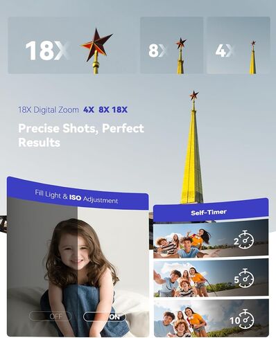Digital Camera, Real 2.7K Dual-Screen Digital Camera for Photography Auto-Focus Vlogging Camera for YouTube Video 16x Zoom 32GB SD Card Anti Shake Compact Camera for Student Teen Boys Girls Kids in Saudi Arabia