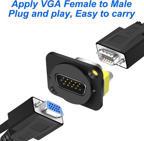 MEIRIYFA DB 15Pin VGA Mini Gender Changer Adapter,DB15 Solder Male to D-Type Female D-SUB HD15 VGA Serial Couper Connector for VGA Cables (Female to Female) in Kuwait