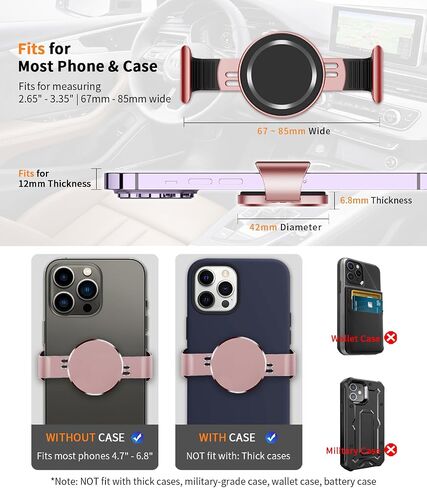 Magnetic Phone Car Mount, Universal Air Vent Magnetic Car Phone Mount Holder, Compatible with iPhone 15 Pro Max, and More (Generation 2 Stand Black) in Saudi Arabia