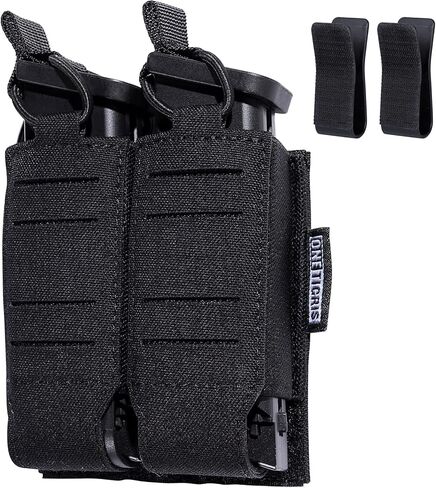 OneTigris Tactical Pistol Mag Pouch, MOLLE Double Magazine Pouch for 9mm .40 .45 .357 Glock S&W Ruger Springfield HK Quick Release with Plastic Inserts OWB Laser-Cutting in Kuwait