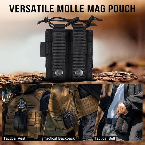OneTigris Tactical Pistol Mag Pouch, MOLLE Double Magazine Pouch for 9mm .40 .45 .357 Glock S&W Ruger Springfield HK Quick Release with Plastic Inserts OWB Laser-Cutting in Kuwait
