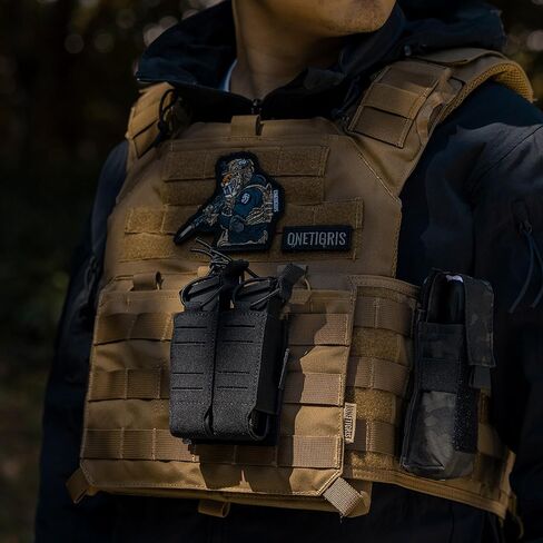 OneTigris Tactical Pistol Mag Pouch, MOLLE Double Magazine Pouch for 9mm .40 .45 .357 Glock S&W Ruger Springfield HK Quick Release with Plastic Inserts OWB Laser-Cutting in Kuwait