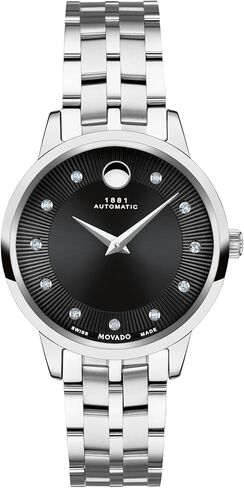 ساعة موفادو 1881 النسائية - حركة أوتوماتيكية سويسرية، سوار من الفولاذ المقاوم للصدأ مرصع بالألماس - مقاومة للماء حتى 3 ATM - ساعة عصرية فاخرة لها - 30 ملم in Kuwait