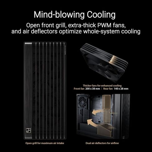 ASUS PROART PA401 WOOD EDITION ATX MID-AROWER CASE-الزجاج المقسى ، اللوحة الأمامية الخشبية المعتمدة من FSC ، معجبين مزدوج 160 مم ، قفل زر الطاقة وإعادة الضبط ، USB-C 20GBPS ، قوس PSU قابل للفصل in Kuwait