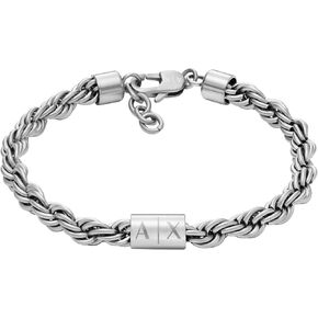 A|X ARMANI EXCHANGE Men's Silver-Tone Brass Beaded Bracelet (Model: AXG0118040) in Kuwait
