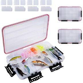 Goture 4Pcs 3600 Tackle Tray, Tackle Box,3600 Tray with Adjustable Dividers, Sun Protection, Fishing Storage Lure Box for Freshwater Saltwater