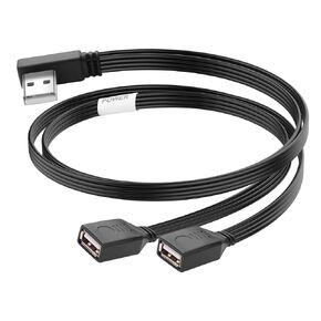 USB 2.0 y cable splitter usb male to dual USB Female Ender USB Splitter Cable ، الزاوية اليسرى USB A Flitter 1 in 2 Out for Labtop ، Tablet Smart Data ، شحن 1.64 قدمًا