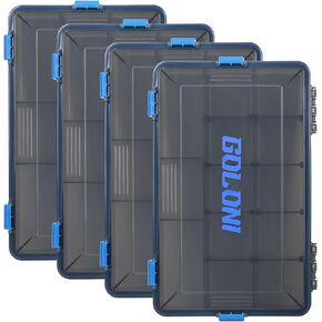 Goloni Tackle Box مقاومة للماء ، هدايا الصيد للرجال ، صندوق منظم بلاستيكي مع مقاطعات قابلة للتعديل 4 عبوات