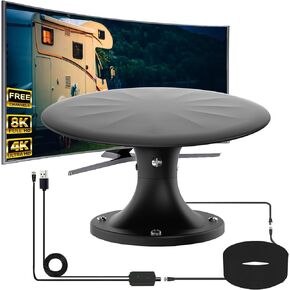 RV TV HOTENNAS HOUPED ، 720 ° OMNI ORMNI DISEPTIONAL DIGINEAL DIGITAL HODENNA DIGANT ، مع داعم الإشارة الفائقة ، كابل HDTV 35 قدمًا ، لمقطورة RV/Travel/Camper/Truck/Boat. (أبيض)