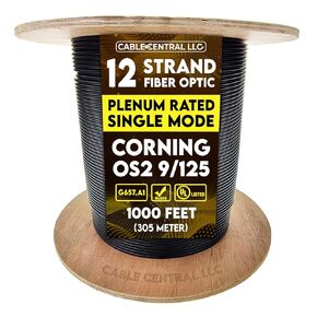 Lenum 6 Strand Cable Indoor/Outdoor Fiber Optic Cable ، OS2 9/125 Singlemode ، Corning ، Black ، التخزين المؤقت ، 1000 قدم