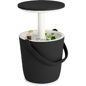 Keter Go Bar 4.2 Gallon Protable Beer and Wine Cooler مع مقبض وطاولة خارجية منبثقة مثالية لفناء الفناء والنزهة والشاطئ ، الأخضر
