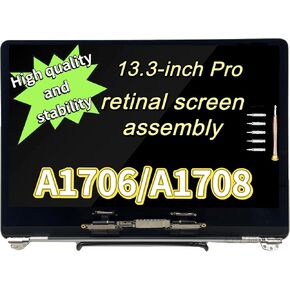 A1706 A1708 شاشة عرض شاشة LCD جديدة استبدال التجميع الكامل لـ MacBook Pro 13 "2016 2017 EMC 3163 3164 3071 2978 (Silvery)