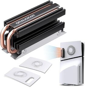 Graugear PS5 Slim M.2 SSD Pack ، غطاء PS5 PS5 التهوية ، و PS5 SSD Open-Air ، وبرودة أنابيب الحرارة لـ PS5 M.2 SSD ، وتصميم التهوية المتقاطعة (غير مناسب لـ PS5/PS5 Pro)