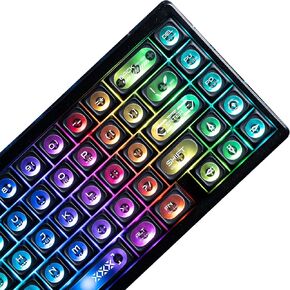 مفاتيح مفاتيح شفافة ، XVX New Max Profile Shine من خلال keycaps75 في المئة ، Cat Eye Custom Keycaps ، PC Jelly Keycaps للوحات المفاتيح الميكانيكية (136Keys ، فقط Keycaps)-Purple & White in Kuwait