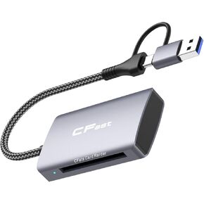 CFast 2.0 Card Reader, USB 3.0 or USB C Port, 1-in-2 CFast Card Reader Portable Aluminum CFast Memory Card Adapter, Compatible with: Windows/Mac/Linux/Android/ChromeOS, etc