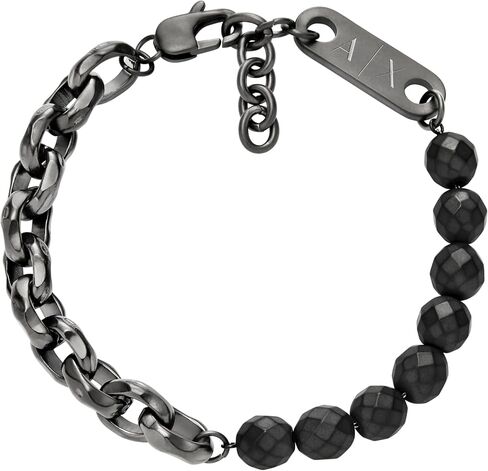 A|X ARMANI EXCHANGE Men's Silver-Tone Brass Beaded Bracelet (Model: AXG0118040) in Saudi Arabia